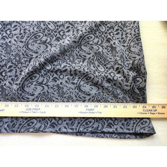 TOP/TUNIC STYLE-CHICO'S-Black Metallic Paisley-Long Length-Chico's Size 3 /LRG - Picture 12 of 15